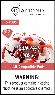 Картриджи для электронных сигарет JUUL - Diamond Strawberry Coconut 1.7%, 1,8%, 2% - 5 подов