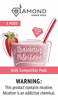 Картриджи для электронных сигарет JUUL - Diamond Strawberry Milkshake 1.7%, 1,8%, 2% - 5 подов