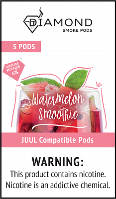 Картриджи для электронных сигарет JUUL - Diamond Watermelon Smoothie 1.7%, 1,8%, 2% - 5 подов