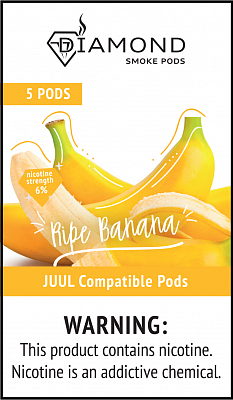 Картриджи для электронных сигарет JUUL - Diamond Ripe Banana 1.7%, 1,8%, 2% - 5 подов